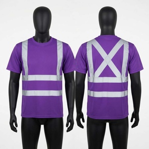 เสื้อยืดผ้าแคนวาสผสมฝ้าย/ใยไผ่ 220 กรัม สำหรับงานที่ต้องการการมองเห็นสูง พร้อมแถบสะท้อนแสง แผงนิรภัย พิมพ์ลายดิจิทัลที่หน้า โลโก้แบบดิจิทัล แห้งเร็ว สำหรับผู้ชาย - Product Image 1