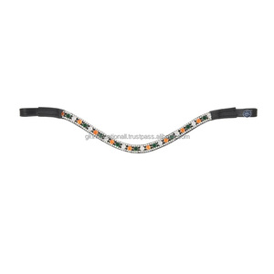 Diadema de cuero genuino con cristales multicolor de alta calidad y diamantes brillantes, disponible en tallas full cob. - Product Image 1