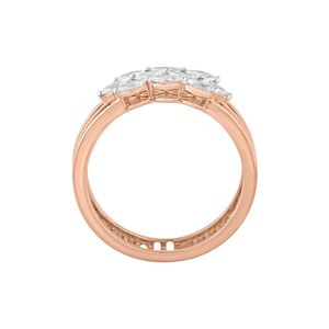 แหวนทองคำ 14K สีโรสโกลด์ ประดับเพชรทรงมาร์คีส์รูปใบไม้แบบหลายแถว - Product Image 3