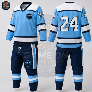 Sublimated Team Uniform Breathable Moisture Wicking Athletic Sportswear Factory Direct Custom Ice Hockey Jersey and Padded Pants - Product Image 5