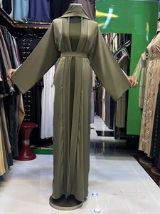 High Quality Modest Dubai Beaded Sequined <b>Long</b> Sleeve Abaya Muslim Traditional Handmade Wedding Women Breathable V Neck - Product Image 5