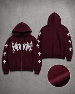 OEM Unisex Custom Y2K Heavyweight Full Zip <b>Hoodie</b> Puff Screen Printing Winter <b>Gothic</b> Fleece Sweatshirt 420g Fabric Streetwear - Product Image 3