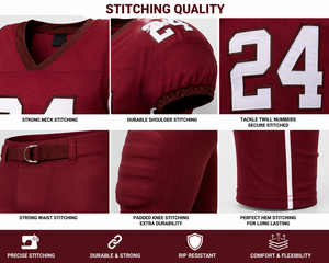 Uniforme de football américain personnalisé en gros, 100% polyester respirant, logo personnalisé, ensemble d'uniformes d'équipe par sublimation - Product Image 6