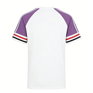 Custom Baseball <b>T</b>-<b>Shirt</b> <b>White</b> for Color Blocked Short Sleeve <b>V</b>-<b>neck</b> Unisex Breathable 100% Polyester Sports Uniform 220g - Product Image 2