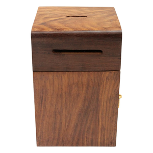 Handmade Wooden Square Savings <b>Box</b> with Hinged Door and Slot for Coin Storage Decorative <b>Money</b> Bank for Home Use - Product Image 2