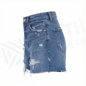 Shorts en jean pour femmes de haute qualité, respirants, avec poches boutonnées, décontractés, pour l'été, couleur personnalisée, tendance streetwear, coupe ajustée - Product Image 3