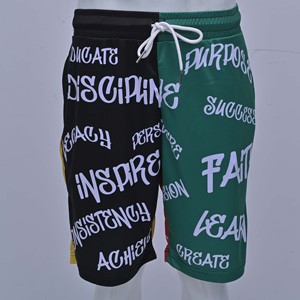 Pantalones Cortos Deportivos Casuales para Hombre, Ecológicos, Negros y Verdes, con Estampado de Letras, Cintura Media, Logotipo Personalizado en la Parte Delantera, Cordón Ajustable, Secado Rápido - Product Image 1