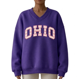 Sudadera Oversize de Moda con Cuello en V para Mujer, Cómoda y Casual, con Hombros Caídos y Manga Larga - Product Image 1