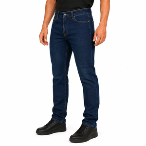 Jeans de Algodón para Hombre, Corte Slim Fit, Lavado Oscuro, Cintura Media, Cierre de Botones, Estilo Casual, Color Sólido, Bolsillos, Mezclilla Tejida - Product Image 3