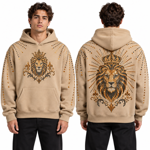 Hoodies courts en molleton de coton avec strass, ourlet court, pierres décoratives, OEM, faible MOQ, fourniture directe usine, logo personnalisé, motifs personnalisés - Product Image 5