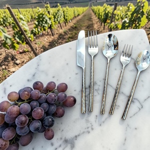 Minimalist Silver Plated Cutlery Set <b>Mirror</b> Polish Long Handle Wedding Utensils Metal Dinner Spoon Fork Knife - Product Image 1
