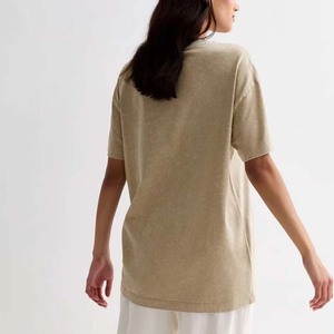 Women's Loose Fit Crew Neck Solid Color T-Shirt 100% Cotton Jersey Casual Style Breathable All Seasons Regular Sleeve - Product Image 3