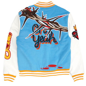 Windbreaker Custom Chenille Embroidery Patch Letter Front High Street Style Men Turn-down Collar Autumn Coated Bomber Baseball - Product Image 2