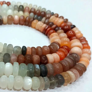 Perles rondes en pierre de lune naturelle, lisses, de 5 à 8 mm, vendues par brin de 8 pouces de long. - Product Image 3