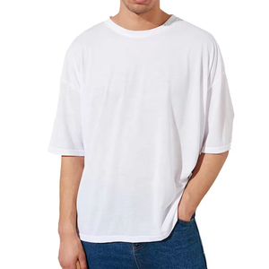 T-shirts pour hommes à épaules tombantes surdimensionnés, unis, 100% coton, poids lourd, style streetwear, coupe ample - Product Image 3