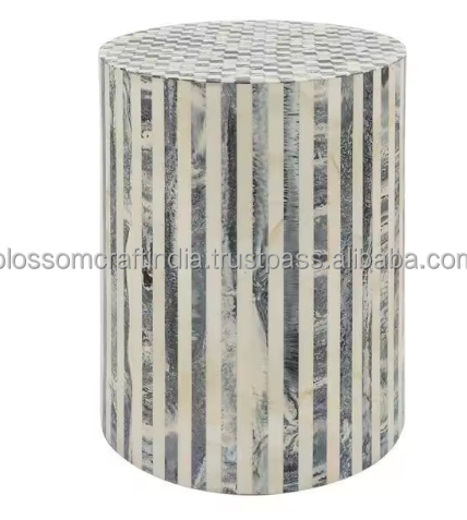 Handmade Luxury Eco-Friendly Bone Inlay Art Deco/Modern Design Customizable Stool Bedside Table Wooden Furniture Living Room · image 5