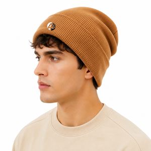 Bonnet pour homme en tissu tricoté chaud, motif côtelé, coupe ajustée et toucher doux, conçu pour les promenades hivernales et les activités de plein air - Product Image 2