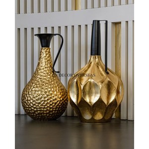 Hot Selling High Grade Gold Plated <b>Unique</b> Fancy Texture Luxury Flower <b>Vases</b> Table Top Decoration For Wedding And Parties - Product Image 1