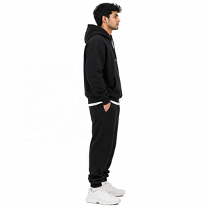 Ensemble de survêtement oversize en polaire épais pour hommes et femmes, style streetwear, avec sweats à capuche demi-zippés et sweat-shirts à revers, tenue chaude d'hiver, fournisseur OEM - Product Image 2