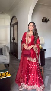 SIE <b>Present</b> Wedding& Party Special Multi Color Kota Silk Fabric Neck Embroidery Traditional Indian Pakistani Fashion Designer - Product Image 2