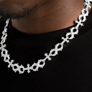 Collier à maillons en moissanite pour homme, argent 925, bijoux de créateur de luxe, élégant, scintillant, cadeau personnalisé, accessoire de mode - Product Image 3