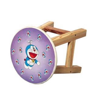 Wooden <b>Kids</b> Counter <b>Stool</b> Natural Finish Cartoon Seat Round Ottoman for Bedroom Living Room Hotel - Product Image 2