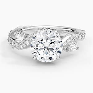 Anillo BOJ 04 Corte Redondo Plata 925 con Diamante Camelia Grande y Baño de Rodio, Anillo de Boda con Moissanita de 2ct Color D VVS1 Certificada por GRA - Product Image 1