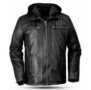 100% <b>Top</b> <b>High</b> Quality Comfortable Breathable Men Black Cow Skin <b>Leather</b> Jacket Winter Warm Long Sleeve Stand Collar Fur Trim - Product Image 6