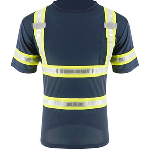 T-shirt de sécurité réfléchissant haute visibilité pour hommes, vêtements de travail en polyester, classe 1, bleu, bas noir, résistant à l'eau, respirant, AS/NZS CE - Product Image 4
