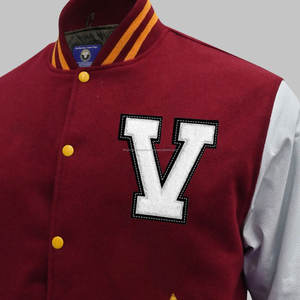 Chaqueta personalizable de invierno para hombre chaqueta casual cuello redondo de lana y manga de cuero chaqueta universitaria personalizada - Product Image 3