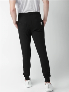 Jogging décontracté pour homme en molleton de coton noir avec cordon de serrage à la taille, idéal pour l'hiver - Product Image 3
