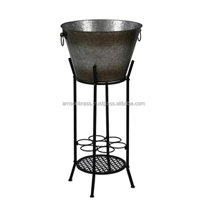 Newest Design Metal Wine Cooler <b>with</b> <b>Stand</b> Large Metal Ice <b>Bucket</b> Beverage Tub Classic Wine <b>Bucket</b> <b>with</b> Handle - Product Image 3