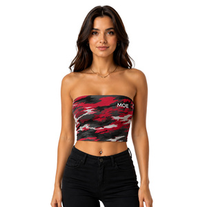 Strapless <b>Crop</b> <b>Top</b> With Plant Print women's shirt Breathable Knitted Tank <b>Top</b> Spring Summer Casual Wear Front Custom Logo Design - Product Image 4