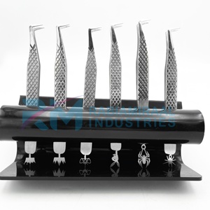 Support de pince à épiler RMI Black 6 et pince à épiler pour cils à 90 degrés et 6 modèles de base différents en acier inoxydable avec poignée diamantée - Product Image 3