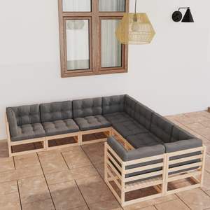 Conjunto de Muebles de Jardín de Madera de Pino Sólido, Diseño Apilable, Colección de Madera Natural - Product Image 1