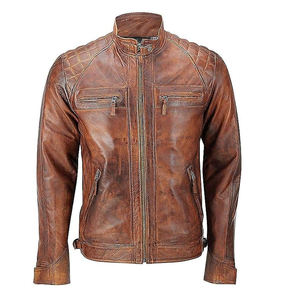 Chaqueta de Cuero para Motocicleta de Invierno para Hombre, Chaqueta Resistente, Chaqueta Urbana con Cuello Cuadrado, Chaqueta de Exterior de Primera Calidad Personalizada - Product Image 1