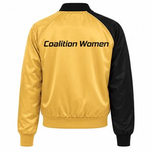 Veste universitaire noire et dorée contrastante en satin pour femme NCBW Sorority, avec boutons-pression sur le devant, col et poignets en tricot côtelé, style universitaire - Product Image 5