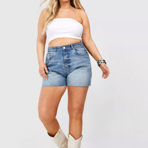 Pantalones cortos de mezclilla rectos de cintura alta de estilo americano clásico, pantalones informales para mujer, ropa de verano para equipos profesionales - Product Image 2