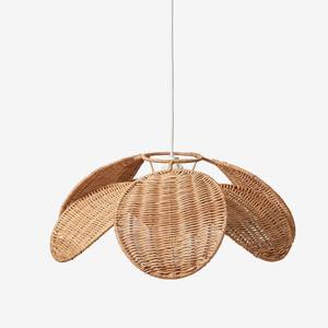 Romantic Vintage Petal Wicker Pendant Light Cover Warm Beige <b>Rattan</b> Lampshade Contemporary Bedroom <b>Lantern</b> - Product Image 1