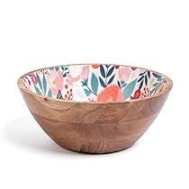 Bol à salade en bois émaillé artisanal – Bol décoratif imprimé en bois pour servir et présenter des fruits, idéal pour le comptoir de cuisine, la salle à manger et la décoration de table - Product Image 2