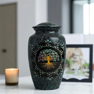 Metal Cremation Urn Adult Ashes <b>Memorial</b> Jar Tree of Life <b>Keepsake</b> Crematory Urn With Velvet Drawstring Bag - Product Image 3
