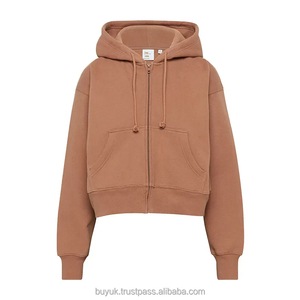 Sudadera con capucha corta de algodón de manga larga para maternidad, talla grande, personalizada, al por mayor, para mujer, ropa deportiva, chándal, invierno, ecológico - Product Image 4