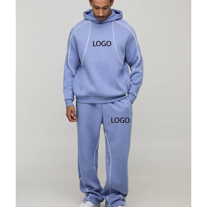 Conjunto Deportivo Informal para Hombre 2026, Pantalones Deportivos, 500 GSM, Algodón, Felpa, 2 Piezas, Ropa Deportiva, Parches Bordados - Product Image 1