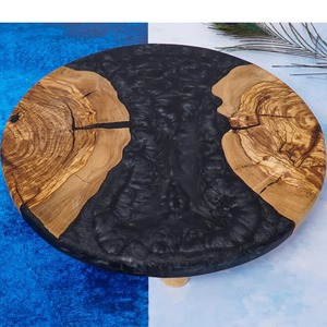 Tabla de cortar de lujo de madera de olivo y resina epoxi azul, perfecta para cortar, servir, preparar charcutería y exhibir queso, procedente de la India. - Product Image 1