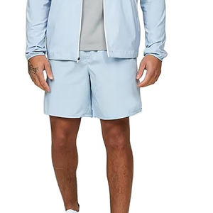 Conjunto Deportivo de Alta Calidad para Hombre, Chaqueta con Cierre y Pantalones Cortos, Diseño Color Block con Parches, Poliéster y Nailon - Product Image 2