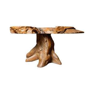 Ensemble de table basse en teck rustique artisanal ARTERRA avec fauteuils sculptés, design moderne durable, meubles de salon - Product Image 3