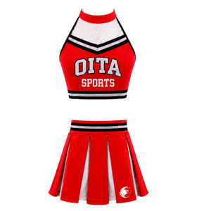 <b>Red</b> Cheerleading Uniform Set Pleated Skirt <b>Crop</b> <b>Top</b> Team Performance Outfit Custom Athletic Dance Competition Apparel Sportswear - Product Image 1