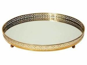 Modern Art Deco Gold Wire Mirrored Vanity Tray Luxury Glass Perfume Jewelry Storage Organizer Decorative <b>Tabletop</b> <b>Mirror</b> Tray - Product Image 5