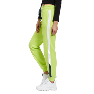 Pantalones Cargo de Forro Polar Verde Lima para Mujer, con Franja Lateral Blanca, Cintura Elástica Media, Corte Regular, Largos, Formales, Transpirables para Primavera - Product Image 2