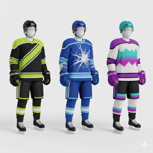 Uniforme de Hockey sobre Hielo para Hombre de Malla de Secado Rápido 100% Poliéster de Calidad Profesional - Jersey y Calcetines Personalizados con Marca, 220g, Diseño Sólido - Product Image 3